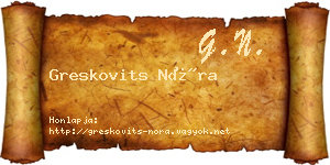 Greskovits Nóra névjegykártya